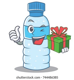 With gift bottle character cartoon style