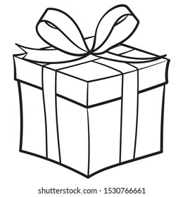 gift and bow  box  outline  comic  monochrome  christmas  birthday  present 