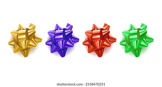 A gift bow of bright colors on a white background