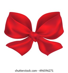 Gift bow. Christmas red bow isolated on white background. Vector illustration.
