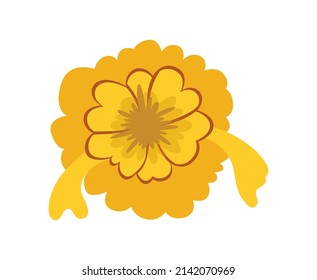 Gift bow colorful flat vector illustration. Yellow knot for present element template. Decoration for gifts, greetings or holidays