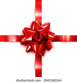 Casilla De Regalos De Decoración De Vecinos De San Valentín. El Elegante Paquete De Celebración De Regalo Rojo Con Bow Decorado Presente Para Ser Agradable. Cinta Ornamental Y Festiva Sobre La Plantilla De Evento Amor Ilustración Realista 3d