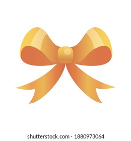 Gift bow gold isolated design, celebration birthday christmas theme Vector illustration