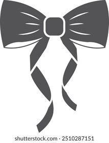 Gift bow icon. Black present knot symbol