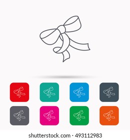 Gift bow icon. Present decoration sign.