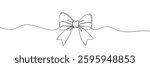Gift bow line art style vector illustration. One line drawing. One line minimal tie hand drawn.
