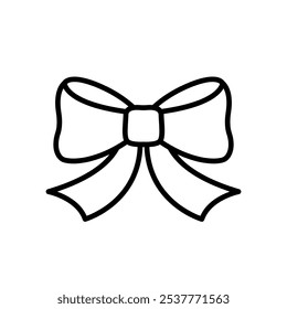 gift bow line icon, bowtie symbol, editable stroke vector design element