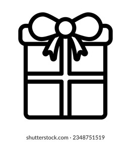 Gift with bow line icon. Christmas present box outline style pictogram on white background. New Year holiday giftbox mobile concept web design. Vector graphics.