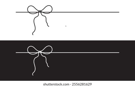 Gift bow line icon.  Outline minimal tie hand drawn sketch. Doodle drawing. Vector illustration. isolated on white and black background. EPS 10