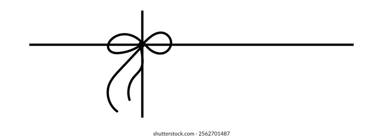 Gift bow line icon. Outline minimal tie hand drawn sketch. Doodle drawing. Vector illustration. isolated on white background.