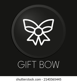 Gift bow minimal vector line icon on 3D button isolated on black background. Premium Vector.
