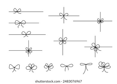 Arco de regalo para la colección de iconos de regalo. Cinta con garabato de nudo, dibujo de línea de Vector. Esbozo dibujado a mano con corbata mínima aislado en blanco