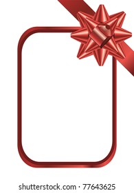 Gift bow in red with corner ribbon and large message tag area