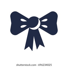 Gift bow with ribbon isolated vector icon.