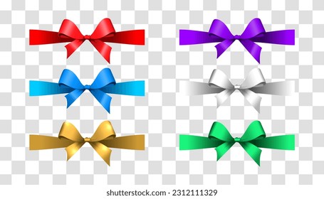 Cinta de proa de regalo horizontal recta. en colores diferentes. símbolo de icono de vector.