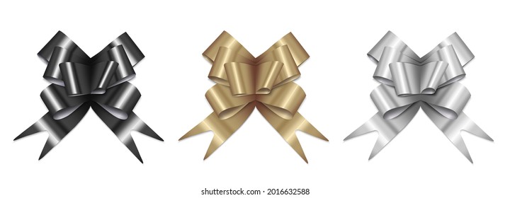 Gift bow. A set of three gift bows. Template for a greeting card, poster or brochure.