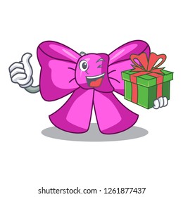 With gift bow tie in character design trendy