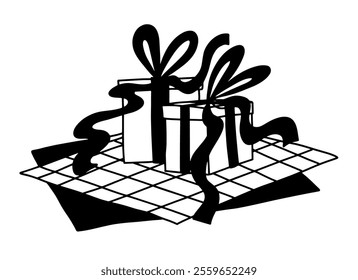 Gift bowes with ribbons ans bows. Christmas vector simple illustration