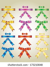 gift bows with ribbons. Vector.