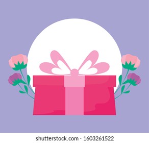 gift with bowtie design, Box present holiday christmas shopping birthday celebration decoration and surprise theme Vector illustration