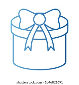 Gift with bowtie gradient style icon design, happy birthday celebration decoration party festive and surprise theme Vector illustration