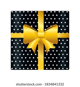 Regalo con diseño puntiagudo de bowtie, fiesta de decoración de feliz cumpleaños y tema sorpresa Ilustración vectorial