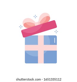 gift with bowtle flat style icon design, Party celebration event happy birthday holiday surprise anniversary and decorative theme Vector illustration