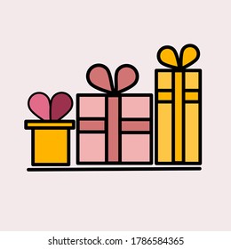 Caja de regalo, 2 iconos vectoriales con plantas para el corazón
