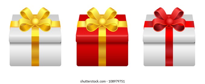 Vector Set White Gift Boxes Different Stock Vector (Royalty Free ...