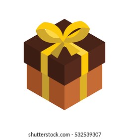 Gift box 3d isometric. Isolated cardboard boxes. Gift vector illustration