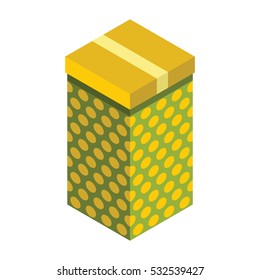 Gift box 3d isometric. Isolated cardboard boxes. Gift vector illustration