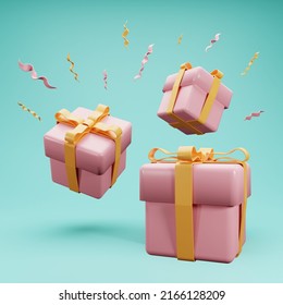 Gift box in 3d realistic rendering. fully editable rendered image. perfect for celebration, promotion and marketing. isolated image with high resolution.