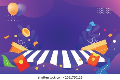 Gift Box Activity Illustration Background Double 11 Shopping Festival Promotion Lucky Draw Poster