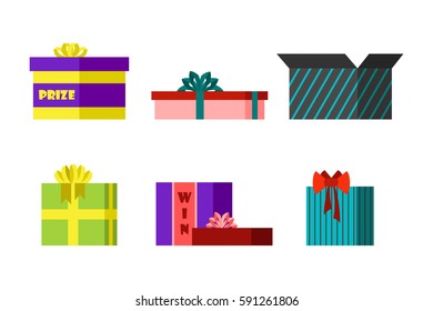 Gift box anniversary event satin greeting object with ribbon and bow isolated valentine paper package festive party shopping wrap vector illustration.