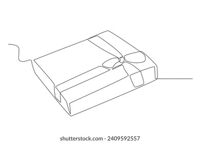 A gift box for the anniversary. Gift Box one-line drawing