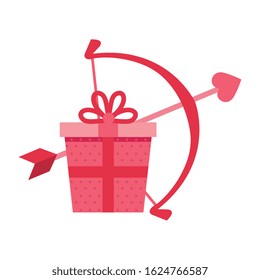 gift box with arch cupid isolated icon vector illustration design