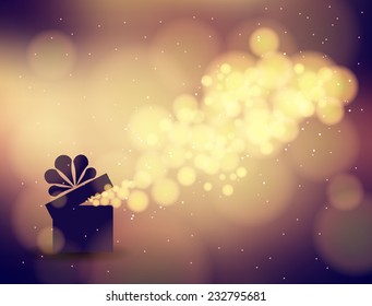 Gift box in the background bokeh. Vector illustration  for the holidays