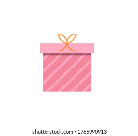 Gift box background. Modern illustration slider site page. The concept of packing box for gift. Web banner gift pink box with bow design. Vector image of a box associated with a gift.