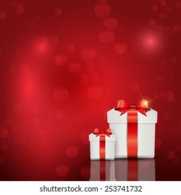 Gift box background on bokeh lights background