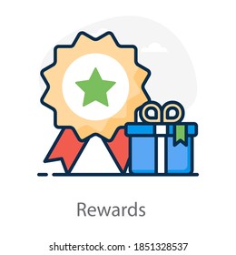 Gift box with badge showcasing rewards icon
