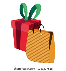 gift box and bag on white background