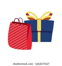 gift box and bag on white background