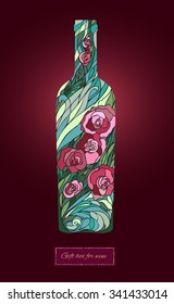 Gift box and bag for wine. Gift box for wine shop. Vector illustration