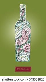 Gift box and bag for wine. Gift box for wine shop. Vector illustration
