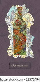 Gift box and bag for wine. Vector illustration
