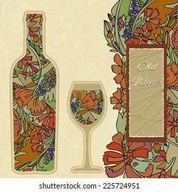 Gift box and bag for wine. Vector illustration