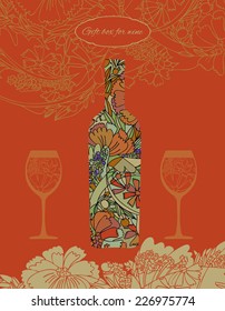 Gift box and bag for wine. Vector illustration