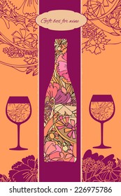 Gift box and bag for wine. Vector illustration