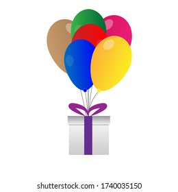 Gift box with ballons vector illustration