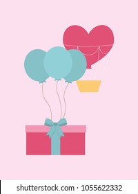 gift box and balloons 